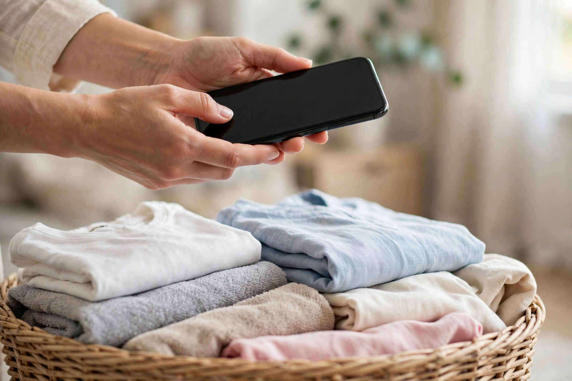 A customer booking a laundry pickup from their phone